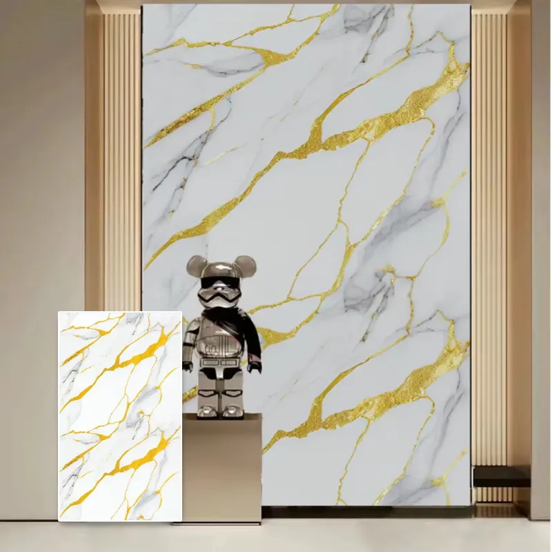 Home Decor Wpc Panel - แผ่นผนังลายหินอ่อน PVC กันน้ำ กันไฟ สำหรับตกแต่งภายในบ้านสไตล์ยุโรป เงางาม