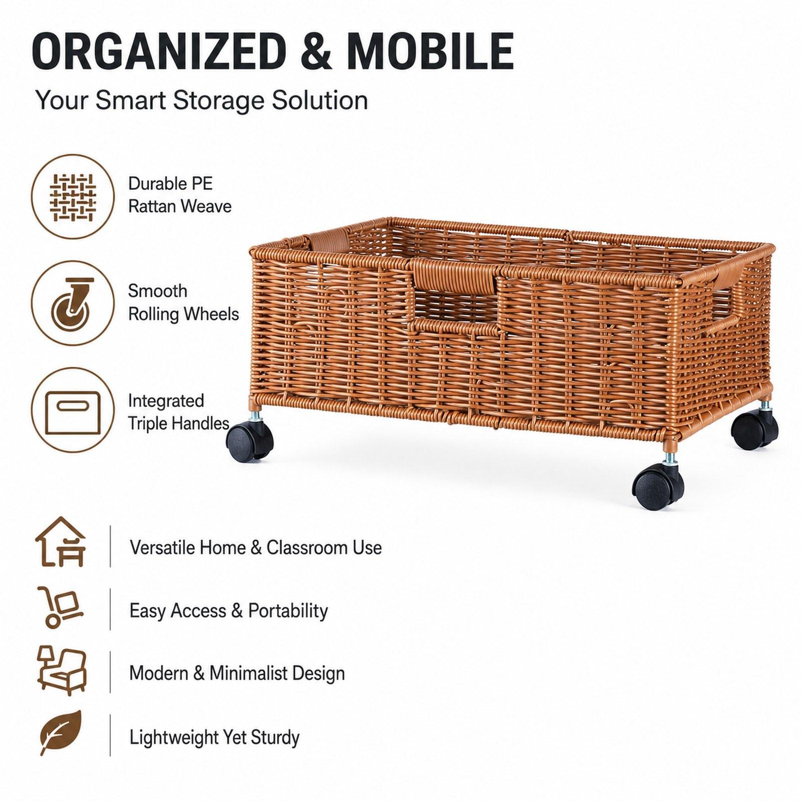 Home Decor On Wheels - ตะกร้าเก็บของในห้องน้ำมีล้อ ตะกร้าใส่ผ้า ตะกร้าใส่ของจุกจิก อเนกประสงค์ ตกแต่งบ้าน ตะกร้าใส่ผ้าในห้องนั่งเล่นมีล้อ