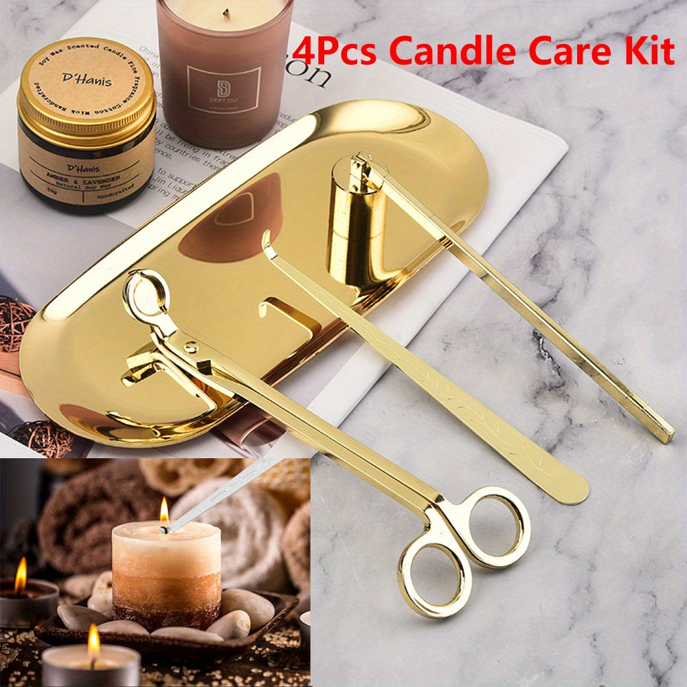 Home Decor Kit - 4 ชิ้น/เซ็ตหรูหราเทียนชุดดูแลสแตนเลส Wick Trimmer กรรไกรเครื่องดับเพลิงตะขอเทียนอุปกรณ์เสริมชุด DIY