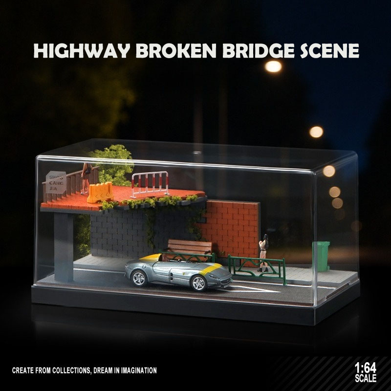 Home Decor Collection - จําลองฉากขนาดเล็กของ Street มุมอะคริลิคสําหรับ 1/64 รถขนาดคอลเลกชันตกแต่งบ้านที่จอดรถของเล่น