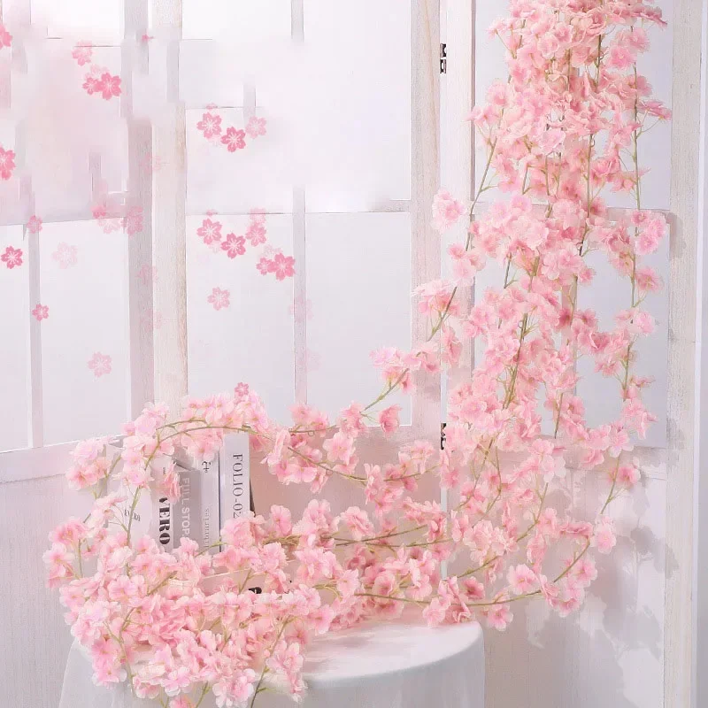 Rattan Plant Basket - 135 ดอกไม้หัว 1 ชิ้นผ้าไหมประดิษฐ์ cherry blossom