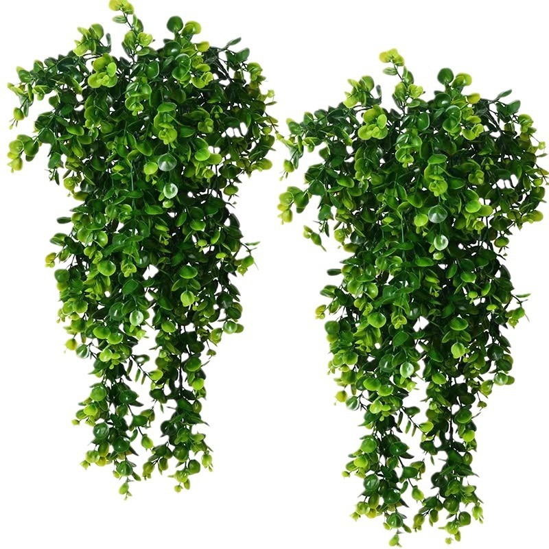 Rattan Plant Basket - 1 ชิ้นประดิษฐ์ 5 ส้อมหวายยูคาลิปตัสแขวนผนังจําลอง Greenery ปลอมแขวนพืช