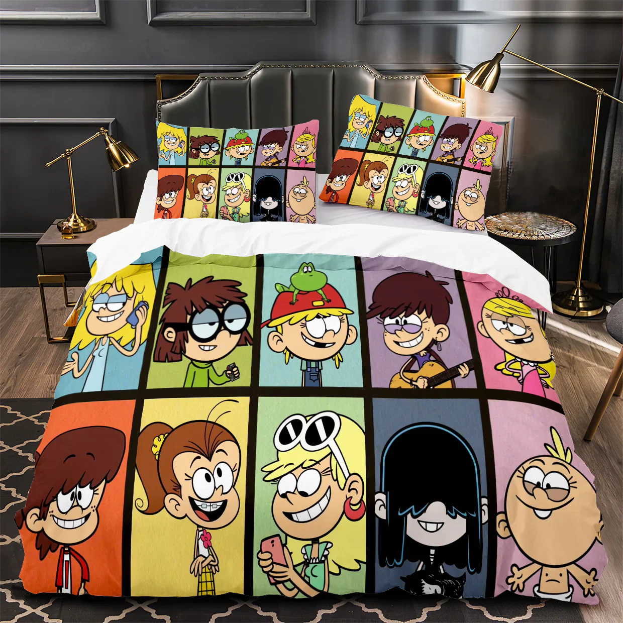 Home Decor Etsy - การ์ตูน Loud House 3D พิมพ์ผ้านวมปลอกหมอนชุดเครื่องนอน Twin