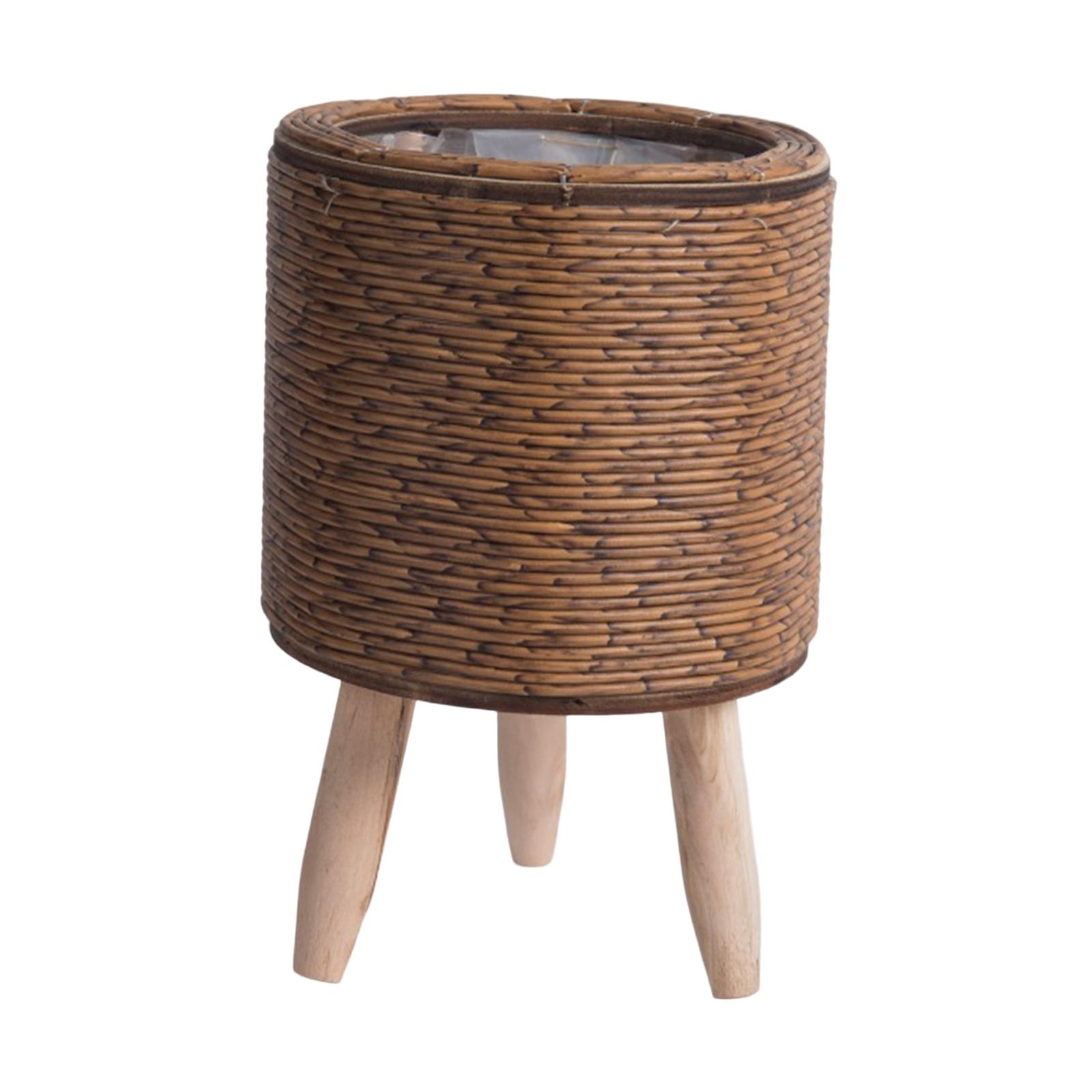 Rattan Plant Basket - ตะกร้าสานแบบมีขา 2 ชิ้นสำหรับจัดแสดงต้นไม้ - กระถางดอกไม้หวายสำหรับพื้นที่ใช้สอย