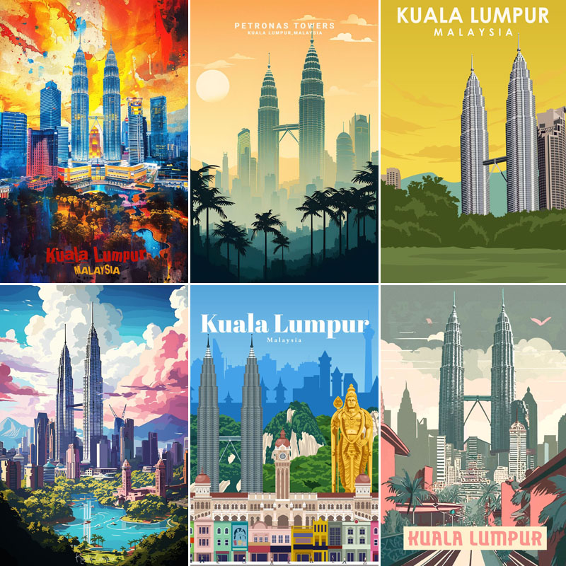 Home Decor Kuala Lumpur - กัวลาลัมเปอร์ มาเลเซีย สถานที่ท่องเที่ยว โปสเตอร์ ป้ายโลหะ ป้ายดีบุก
