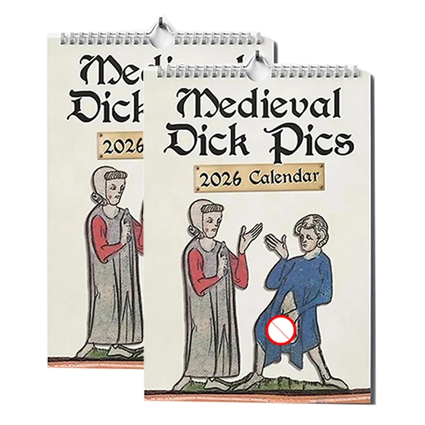 Home Decor Medieval - ปฏิทินติดผนังแนวตลกยุคกลาง ปี 2026 จำนวน 1/2 ชิ้น