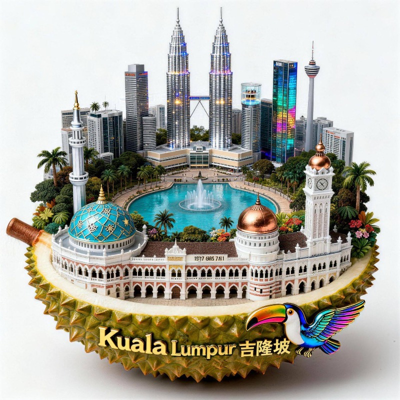 Home Decor Kuala Lumpur - แม่เหล็กติดตู้เย็นมาเลเซีย วัสดุโลหะ ของที่ระลึกหอคอยพีโตรนาส สติ๊กเกอร์ติดตู้เย็นกัวลาลัมเปอร์ ของขวัญวันเกิด ของตกแต่งบ้าน