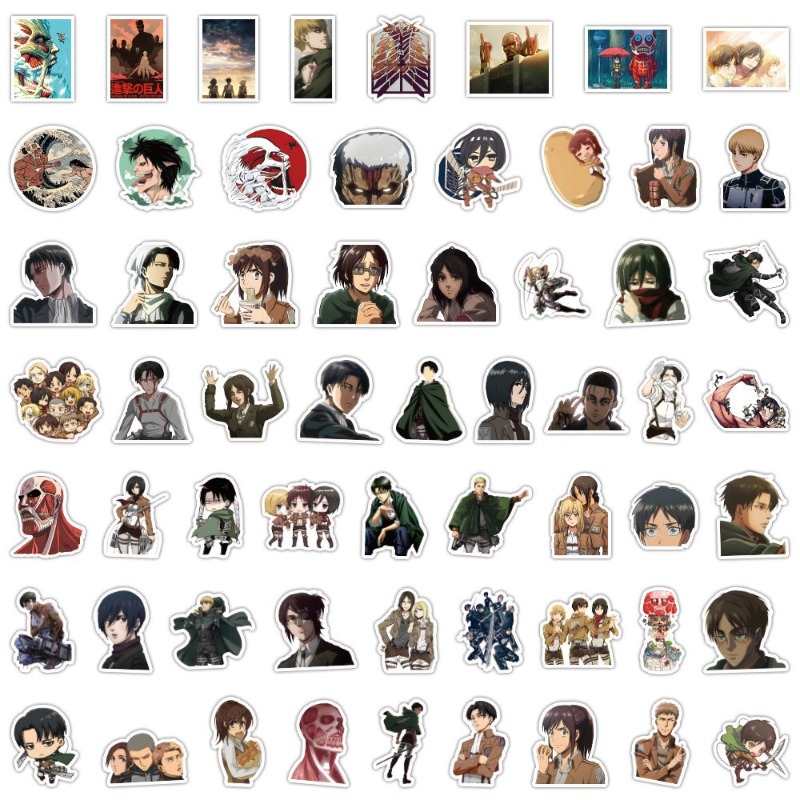 Home Decor Tv - 60 ชิ้นสติกเกอร์อนิเมะ Attack on Titan น่ารักสวยงาม