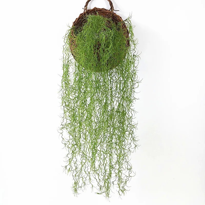 Rattan Plant Basket - 1/3/5 ชิ้น พืชหญ้าสีเขียว ต้นไม้เลื้อยยาว หวายแขวนประดับ ดอกไม้พลาสติกประดิษฐ์