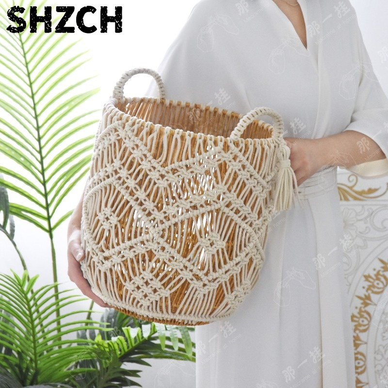 Home Decor Hampers - ตะกร้าเก็บของทำมือแบบดั้งเดิม ตะกร้าผ้าทอแข็งแรงสำหรับจัดระเบียบบ้าน ตะกร้าซักผ้าดีไซน์ทันสมัยสำหรับตกแต่งห้องน้ำ