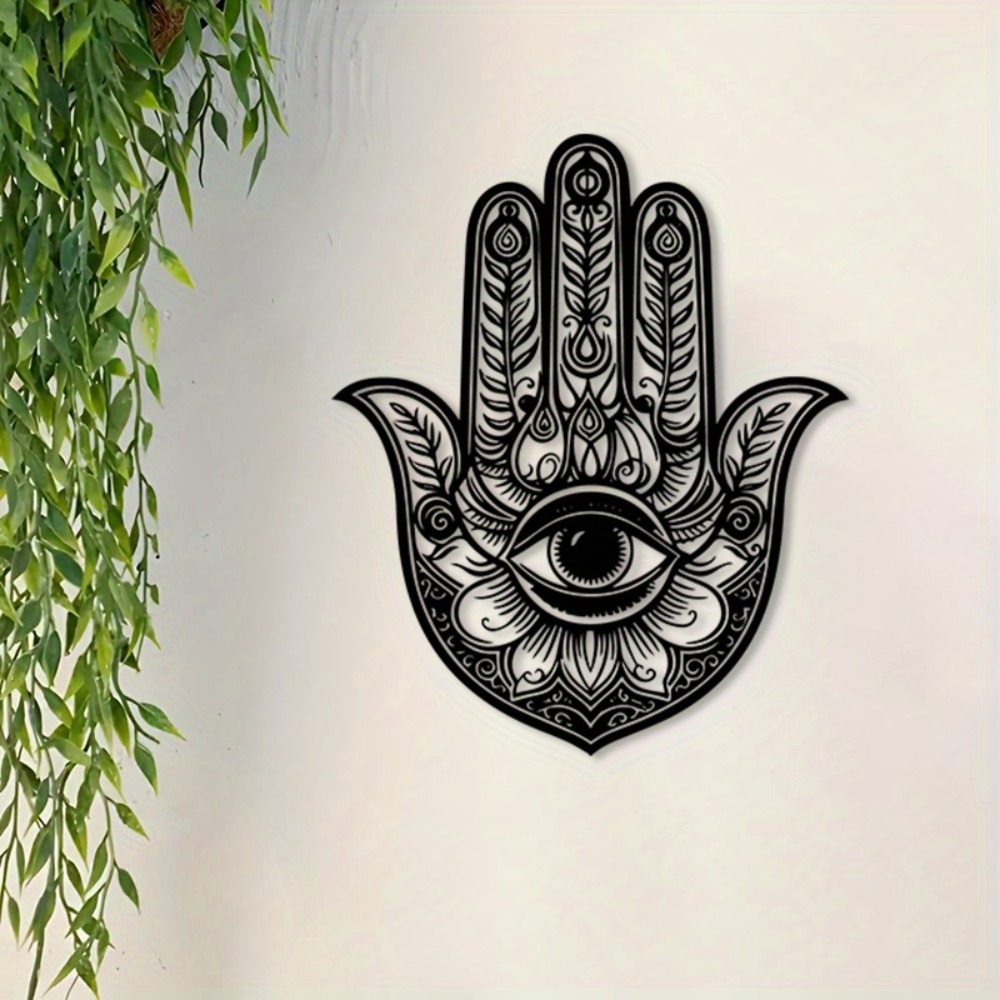 Home Decor Room - CIFBUY งานศิลปะติดผนังเหล็ก รูปมือฮัมซาโบราณ เครื่องรางตาปีศาจ ประติมากรรมโลหะ ตกแต่งบ้าน