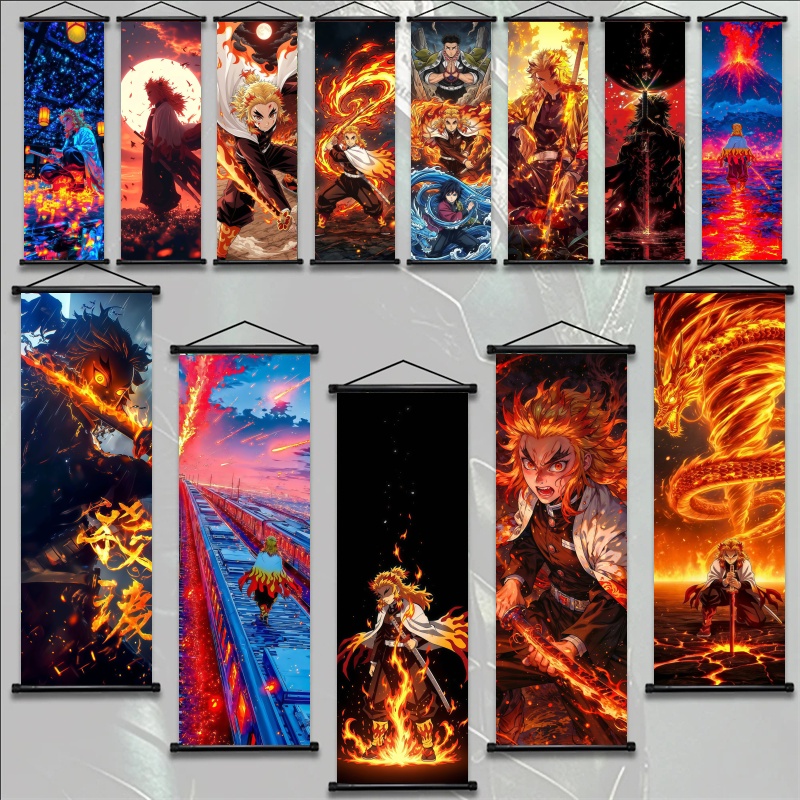 Home Decor Product - ผ้าพิมพ์ลายอนิเมะ Demon Slayer Kyojuro Rengoku แบบ