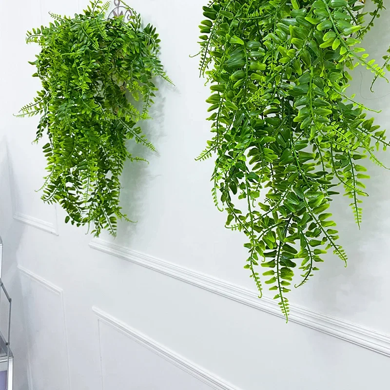 Rattan Plant Basket - พืชแขวนประดิษฐ์ 32 นิ้วปลอมบอสตันเฟิร์นพลาสติกพืชปลอมสําหรับ Wall House งานแต่งงาน