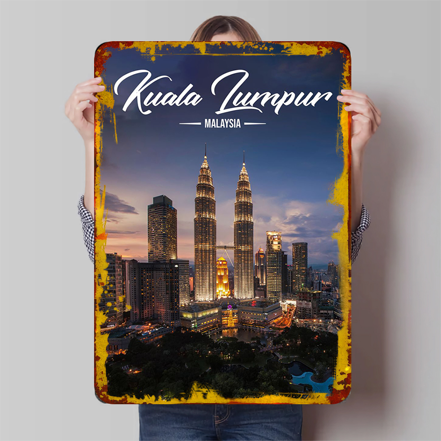 Home Decor Kuala Lumpur - กัวลาลัมเปอร์มาเลเซีย Petronas Twin Towers Skyline Metal