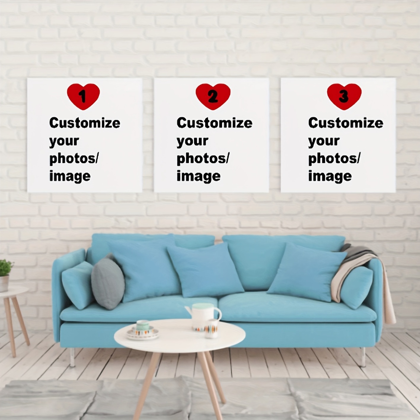 Home Decor Kit - ภาพพิมพ์บนผ้าแคนวาสสี่เหลี่ยมจัตุรัสแบบกำหนดเอง 3 ชิ้น/ชุด ภาพพิมพ์ตกแต่งผนังสำหรับคู่รัก ครอบครัว สัตว์เลี้ยง