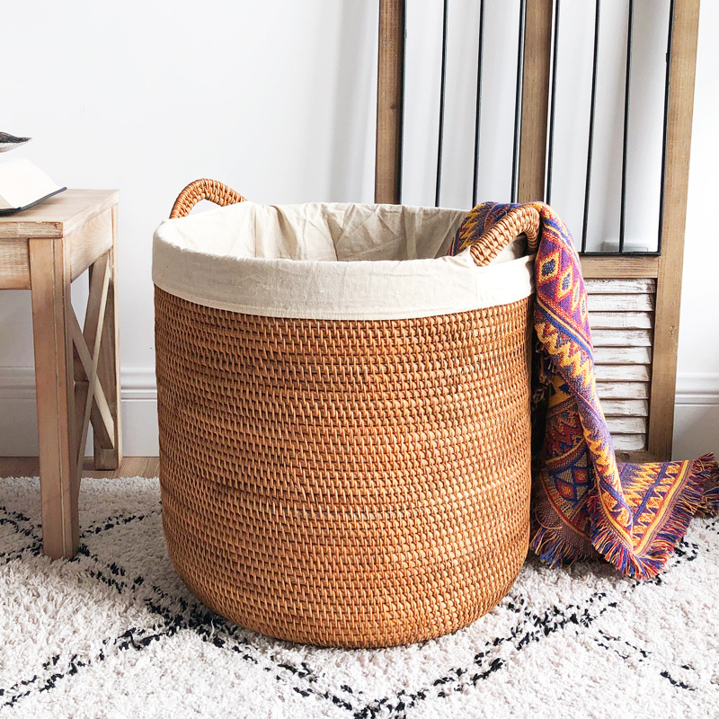 Home Decor Hampers - ตะกร้าผ้าหวาย, ตะกร้าเก็บของขนาดใหญ่สำหรับห้องน้ำ, ตะกร้าหวายสานมือสำหรับห้องนอน, ของตกแต่งบ้านสไตล์โบโฮ