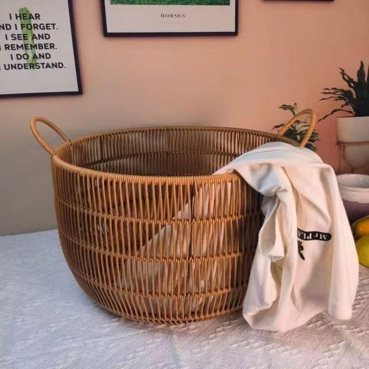 ตะกร้าเก็บของสานลายหวายทำมือ | - Rattan Plant Basket บทวิจารณ์และราคา