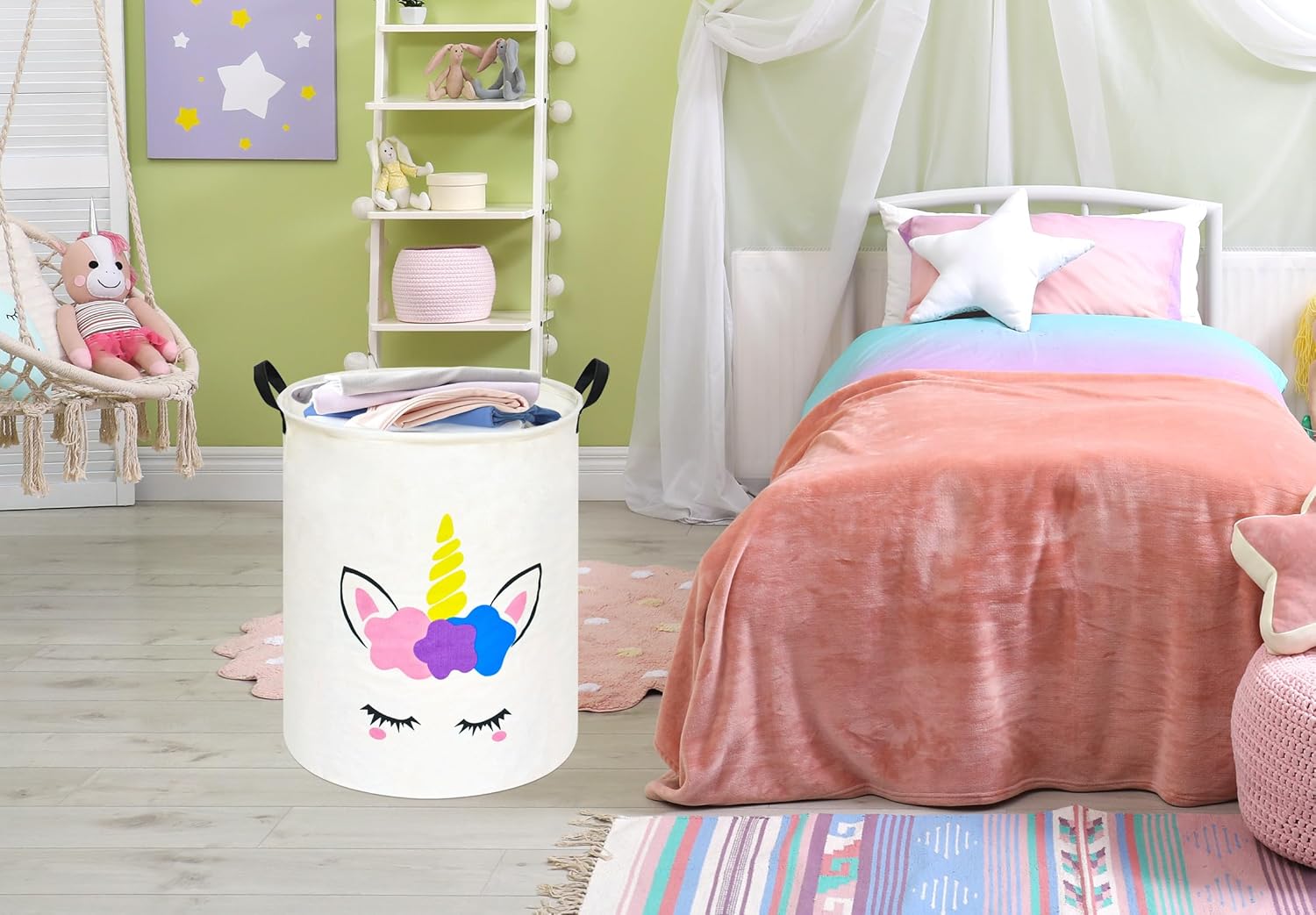 ตะกร้าผ้าทรงกลมลายยูนิคอร์น กล - Home Decor Hampers บทวิจารณ์และราคา