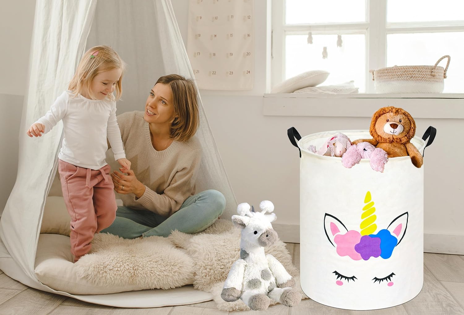 ตะกร้าผ้าทรงกลมลายยูนิคอร์น กล - Home Decor Hampers บทวิจารณ์และราคา