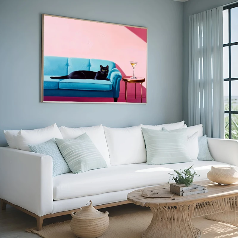 ภาพพิมพ์บนผ้าใบลายแมวยุคกลางแล - Home Decor Medieval บทวิจารณ์และราคา