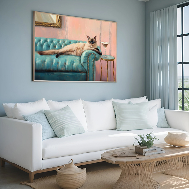 ภาพพิมพ์บนผ้าใบลายแมวยุคกลางแล - Home Decor Medieval บทวิจารณ์และราคา