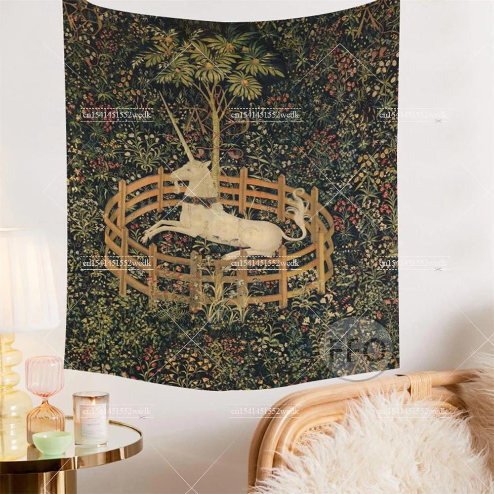 ผ้าคลุมติดผนังลายยูนิคอร์นผ้าเ - Home Decor Medieval บทวิจารณ์และราคา