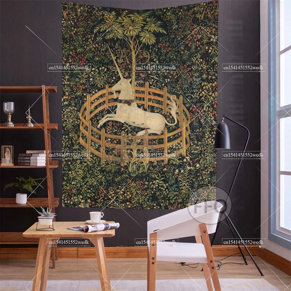 ผ้าคลุมติดผนังลายยูนิคอร์นผ้าเ - Home Decor Medieval บทวิจารณ์และราคา
