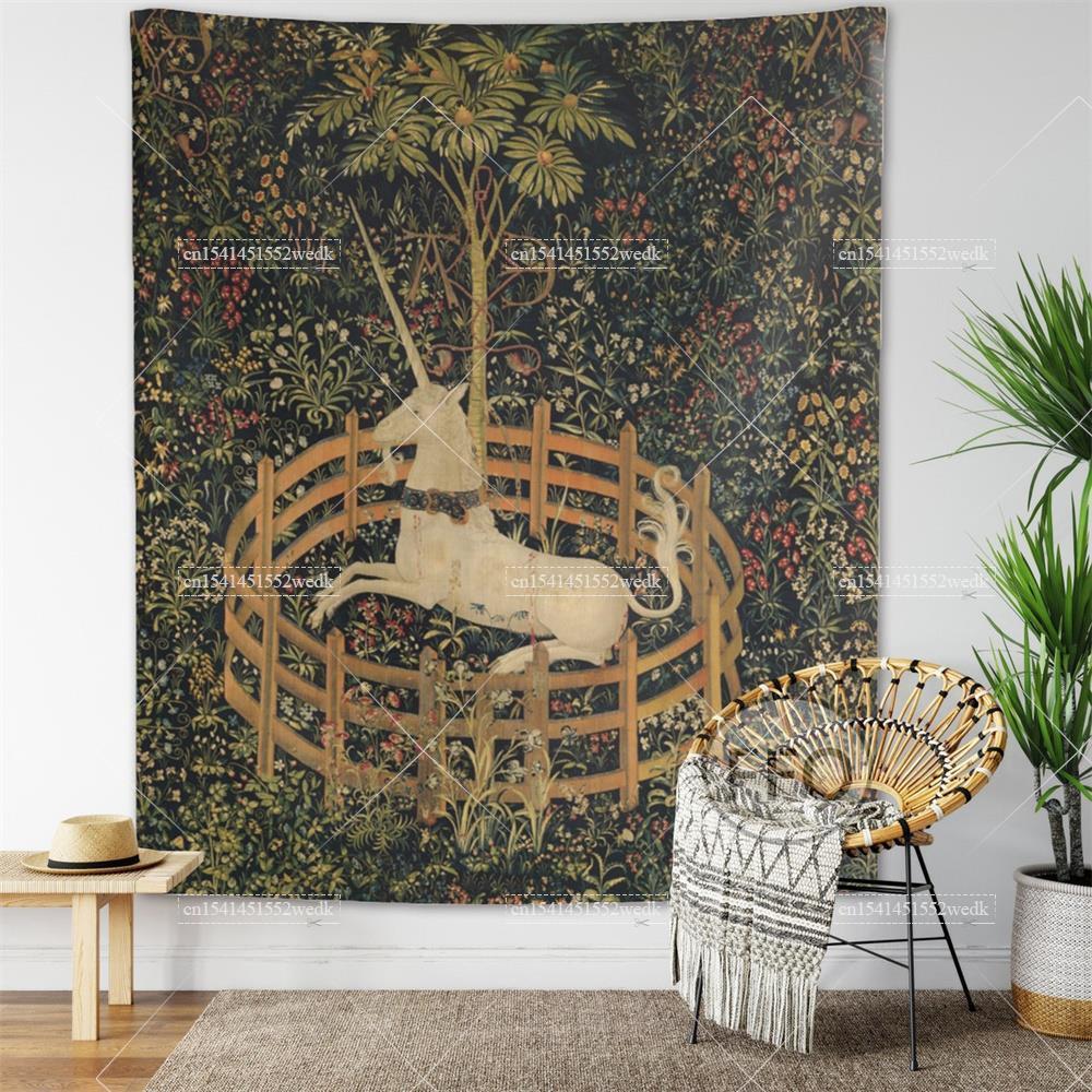 ผ้าคลุมติดผนังลายยูนิคอร์นผ้าเ - Home Decor Medieval บทวิจารณ์และราคา