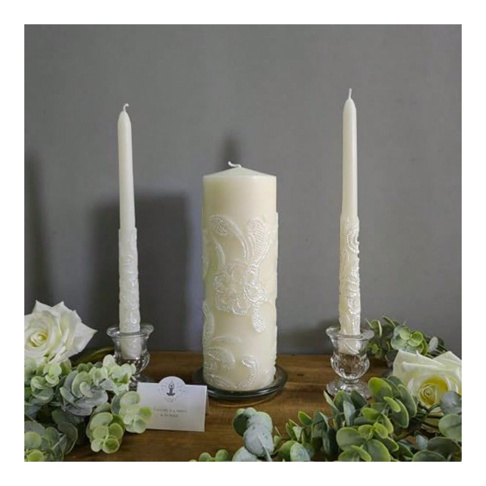 ชุดเทียนแต่งงานสีครีมสูง 1 นิ้ - Home Decor Event บทวิจารณ์และราคา