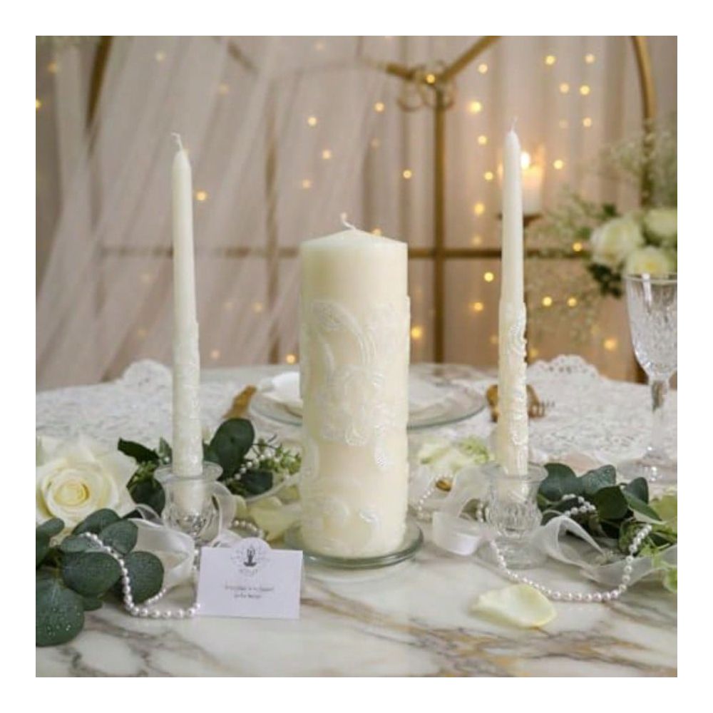 ชุดเทียนแต่งงานสีครีมสูง 1 นิ้ - Home Decor Event บทวิจารณ์และราคา