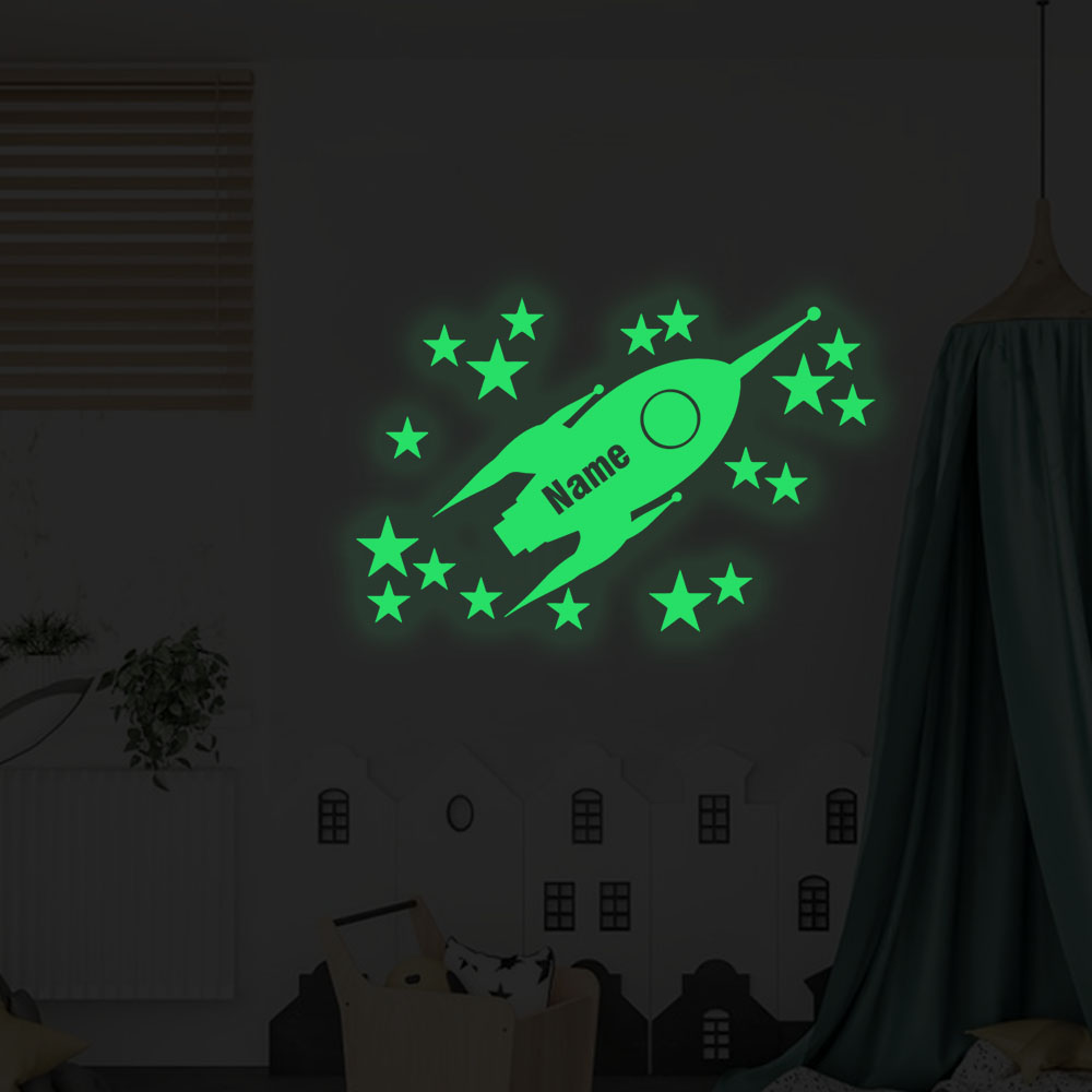 1 PC การ์ตูนจรวดและดาวส่องสว่า - Home Decor Wall Stickers บทวิจารณ์และราคา