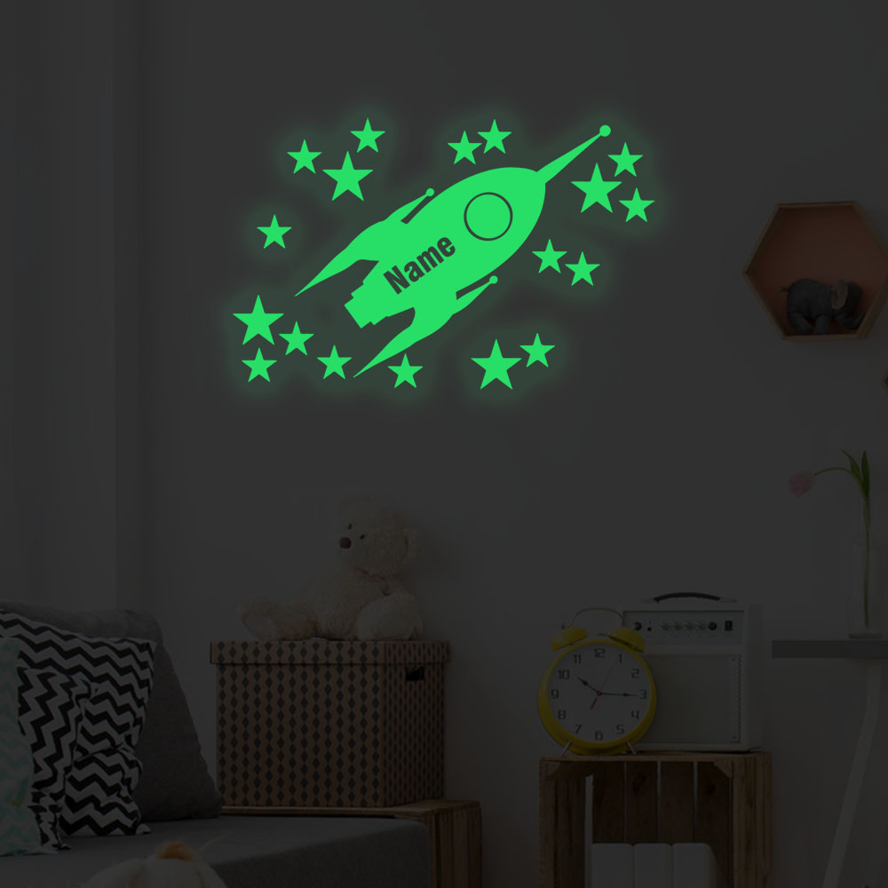 1 PC การ์ตูนจรวดและดาวส่องสว่า - Home Decor Wall Stickers บทวิจารณ์และราคา