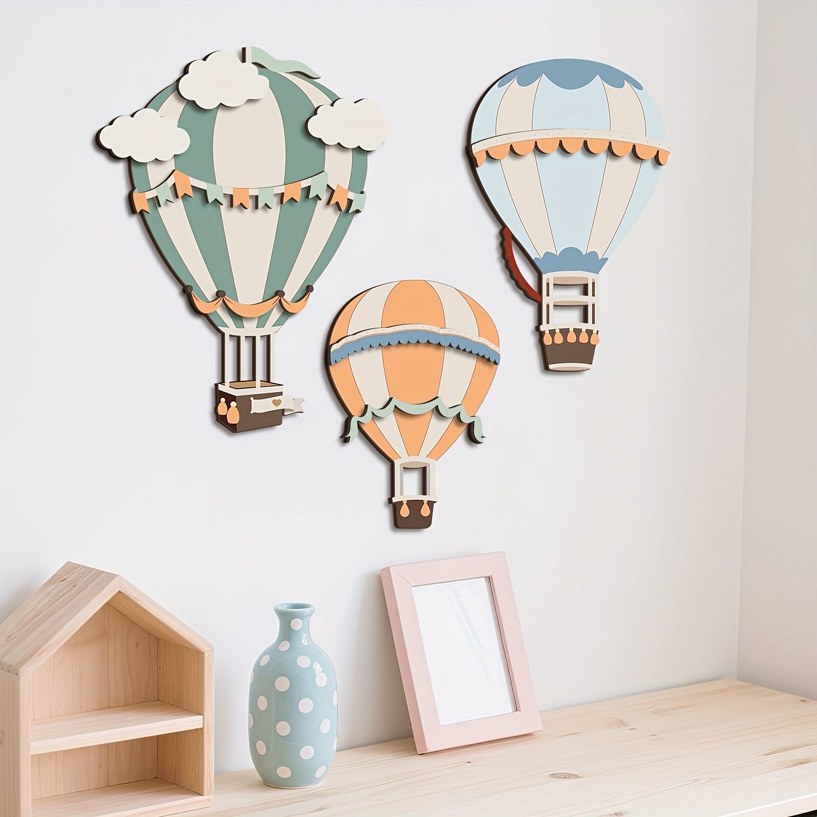 ชุดตกแต่งผนังไม้รูปบอลลูนลมร้อ - Home Decor Etsy บทวิจารณ์และราคา