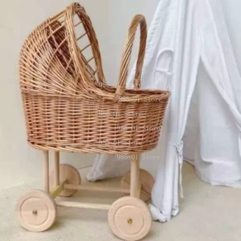 รถเข็นเด็กอ่อนแบบสานด้วยมือ ตะ - Rattan Plant Basket บทวิจารณ์และราคา