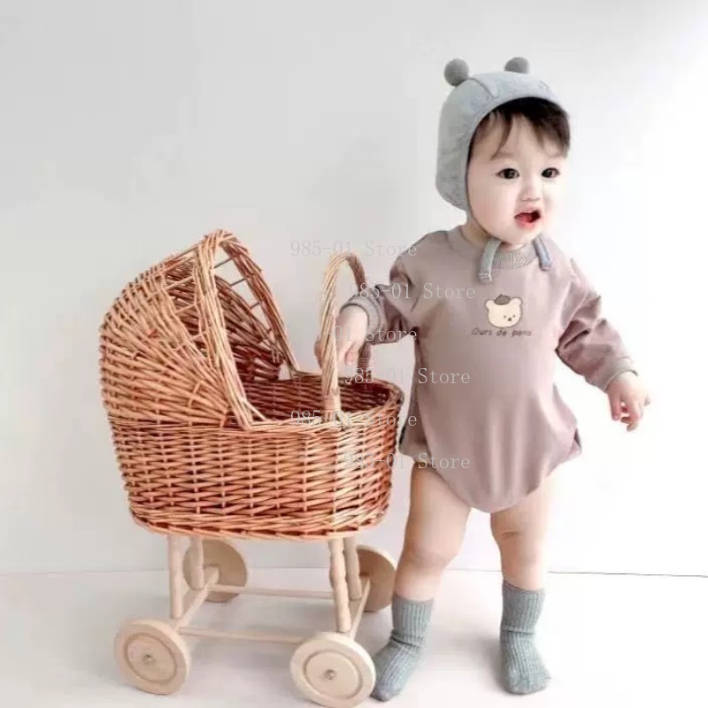 รถเข็นเด็กอ่อนแบบสานด้วยมือ ตะ - Rattan Plant Basket บทวิจารณ์และราคา