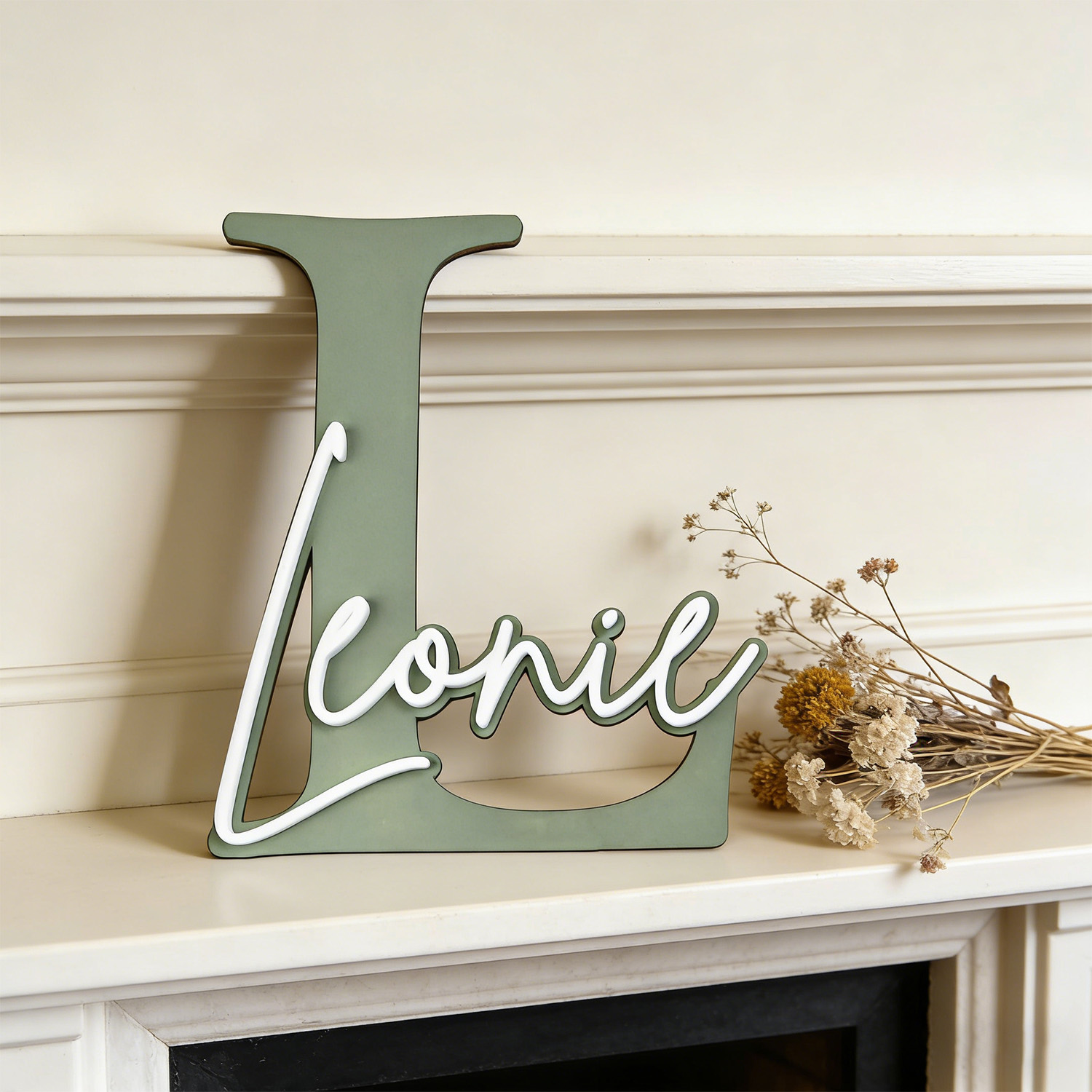 ป้ายไม้ตกแต่งชื่อแบบสองชั้น 1  - Home Decor Product บทวิจารณ์และราคา
